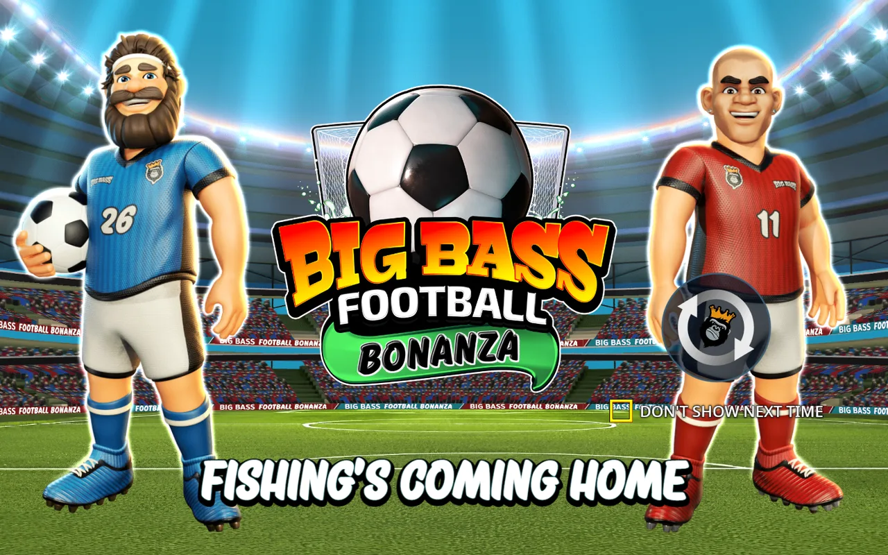 Big Bass Football Bonanza title between blue and red football players